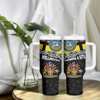 New Zealand Wellington Tumbler With Handle The Capital's Emblems - Flag and Koru Art LT03 - Polynesian Pride