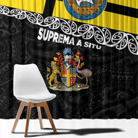 New Zealand Wellington Window Curtain The Capital's Emblems Flag and Koru Art LT03 - Polynesian Pride