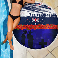 New Zealand and Australia ANZAC Day Beach Blanket Lest We Forget Red Poppy Flowers and Soldier LT03 - Polynesian Pride