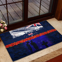 New Zealand and Australia ANZAC Day Rubber Doormat Lest We Forget Red Poppy Flowers and Soldier LT03 - Polynesian Pride