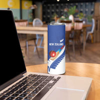 Custom New Zealand Cricket Skinny Tumbler Kiwi Birds Haka Dance Blue Fern Sporty Style