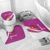 New Zealand Cricket Bathroom Set Kiwi Birds Haka Dance Pink Fern Sporty Style