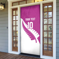 Custom New Zealand Cricket Door Cover Kiwi Birds Haka Dance Pink Fern Sporty Style