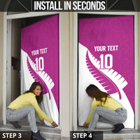 Custom New Zealand Cricket Door Cover Kiwi Birds Haka Dance Pink Fern Sporty Style