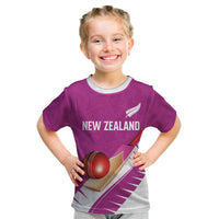 Custom New Zealand Cricket Kid T Shirt Kiwi Birds Haka Dance Pink Fern Sporty Style