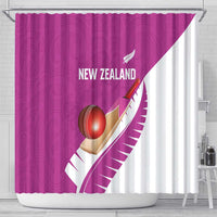 New Zealand Cricket Shower Curtain Kiwi Birds Haka Dance Pink Fern Sporty Style