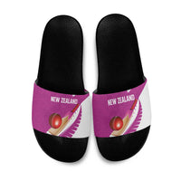 New Zealand Cricket Slide Sandals Kiwi Birds Haka Dance Pink Fern Sporty Style