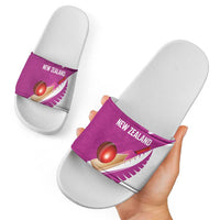 New Zealand Cricket Slide Sandals Kiwi Birds Haka Dance Pink Fern Sporty Style