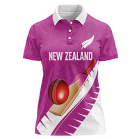 Custom New Zealand Cricket Women Polo Shirt Kiwi Birds Haka Dance Pink Fern Sporty Style