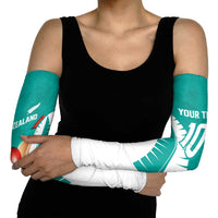 Custom New Zealand Cricket Arm Sleeves Kiwi Birds Haka Dance Turquoise Fern Sporty Style