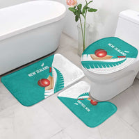 New Zealand Cricket Bathroom Set Kiwi Birds Haka Dance Turquoise Fern Sporty Style