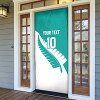 Custom New Zealand Cricket Door Cover Kiwi Birds Haka Dance Turquoise Fern Sporty Style