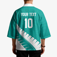 Custom New Zealand Cricket Kimono Kiwi Birds Haka Dance Turquoise Fern Sporty Style