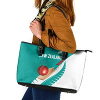New Zealand Cricket Leather Tote Bag Kiwi Birds Haka Dance Turquoise Fern Sporty Style