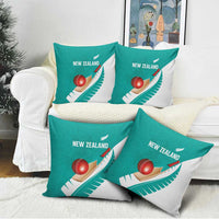 New Zealand Cricket Pillow Cover Kiwi Birds Haka Dance Turquoise Fern Sporty Style