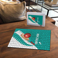 New Zealand Cricket Puzzle Kiwi Birds Haka Dance Turquoise Fern Sporty Style