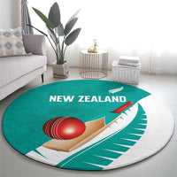 New Zealand Cricket Round Carpet Kiwi Birds Haka Dance Turquoise Fern Sporty Style
