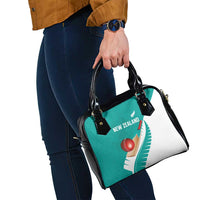 New Zealand Cricket Shoulder Handbag Kiwi Birds Haka Dance Turquoise Fern Sporty Style
