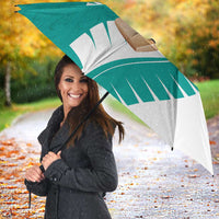 New Zealand Cricket Umbrella Kiwi Birds Haka Dance Turquoise Fern Sporty Style