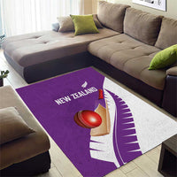 New Zealand Cricket Area Rug Kiwi Birds Haka Dance Purple Fern Sporty Style