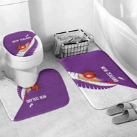 New Zealand Cricket Bathroom Set Kiwi Birds Haka Dance Purple Fern Sporty Style