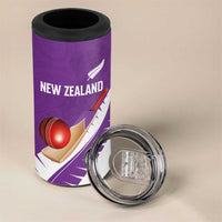 Custom New Zealand Cricket 4 in 1 Can Cooler Tumbler Kiwi Birds Haka Dance Purple Fern Sporty Style