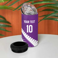 Custom New Zealand Cricket 4 in 1 Can Cooler Tumbler Kiwi Birds Haka Dance Purple Fern Sporty Style