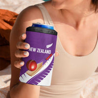 Custom New Zealand Cricket 4 in 1 Can Cooler Tumbler Kiwi Birds Haka Dance Purple Fern Sporty Style