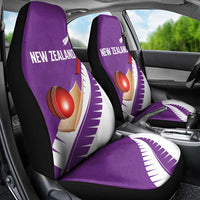 New Zealand Cricket Car Seat Cover Kiwi Birds Haka Dance Purple Fern Sporty Style