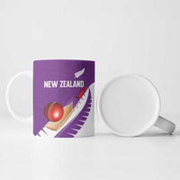Custom New Zealand Cricket Ceramic Mug Kiwi Birds Haka Dance Purple Fern Sporty Style