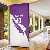 Custom New Zealand Cricket Door Cover Kiwi Birds Haka Dance Purple Fern Sporty Style