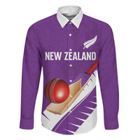Custom New Zealand Cricket Family Matching Summer Maxi Dress and Hawaiian Shirt Kiwi Birds Haka Dance Purple Fern Sporty Style