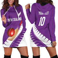 Custom New Zealand Cricket Hoodie Dress Kiwi Birds Haka Dance Purple Fern Sporty Style
