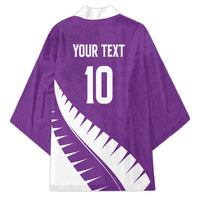 Custom New Zealand Cricket Kimono Kiwi Birds Haka Dance Purple Fern Sporty Style