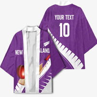Custom New Zealand Cricket Kimono Kiwi Birds Haka Dance Purple Fern Sporty Style