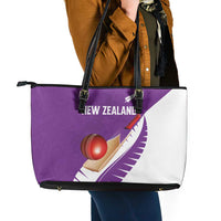 New Zealand Cricket Leather Tote Bag Kiwi Birds Haka Dance Purple Fern Sporty Style