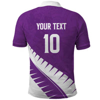 Custom New Zealand Cricket Polo Shirt Kiwi Birds Haka Dance Purple Fern Sporty Style
