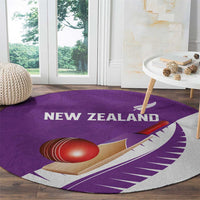 New Zealand Cricket Round Carpet Kiwi Birds Haka Dance Purple Fern Sporty Style
