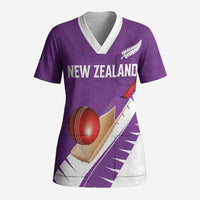 Custom New Zealand Cricket Scrub Top Kiwi Birds Haka Dance Purple Fern Sporty Style