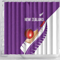 New Zealand Cricket Shower Curtain Kiwi Birds Haka Dance Purple Fern Sporty Style