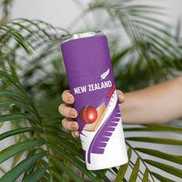 Custom New Zealand Cricket Skinny Tumbler Kiwi Birds Haka Dance Purple Fern Sporty Style
