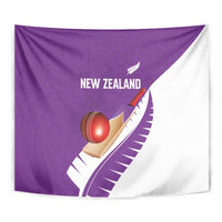 New Zealand Cricket Tapestry Kiwi Birds Haka Dance Purple Fern Sporty Style
