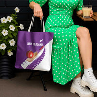 New Zealand Cricket Tote Bag Kiwi Birds Haka Dance Purple Fern Sporty Style