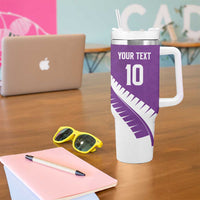 Custom New Zealand Cricket Tumbler With Handle Kiwi Birds Haka Dance Purple Fern Sporty Style