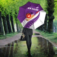 New Zealand Cricket Umbrella Kiwi Birds Haka Dance Purple Fern Sporty Style