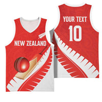 Custom New Zealand Cricket Basketball Jersey Kiwi Birds Haka Dance Red Fern Sporty Style