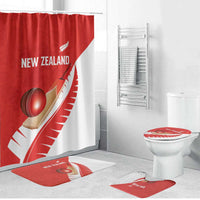 New Zealand Cricket Bathroom Set Kiwi Birds Haka Dance Red Fern Sporty Style