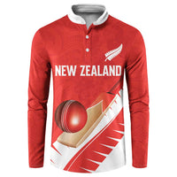 Custom New Zealand Cricket Button Sweatshirt Kiwi Birds Haka Dance Red Fern Sporty Style