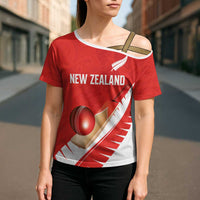 Custom New Zealand Cricket Cross Shoulder Shirt Kiwi Birds Haka Dance Red Fern Sporty Style