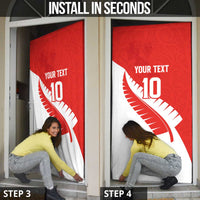 Custom New Zealand Cricket Door Cover Kiwi Birds Haka Dance Red Fern Sporty Style